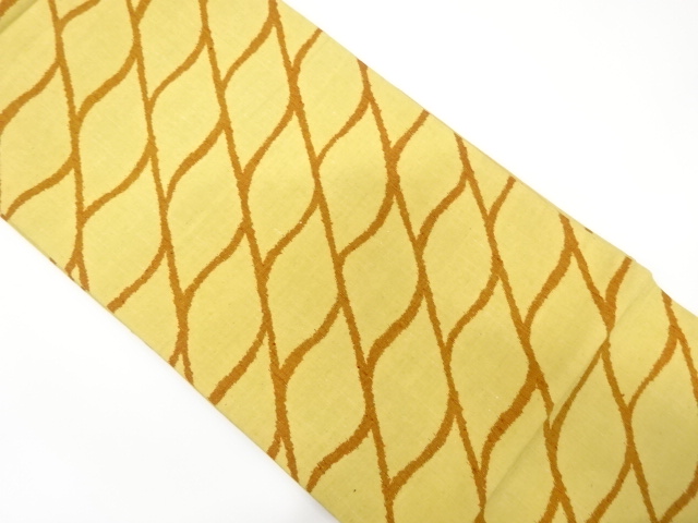 変わり網目模様織り出し　紬　全通袋帯